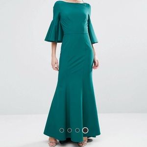 Maxi Dress with bell sleeve and button back detail
